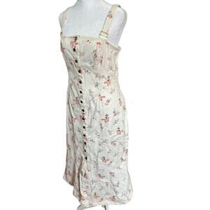 Finders Keepers Frankie Midi Dress in Nude Floral snap button front overall 10